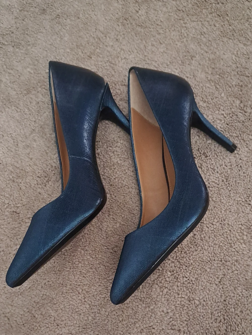 Calvin Klein Metallic Deep Teal Pointed-Toe Pumps